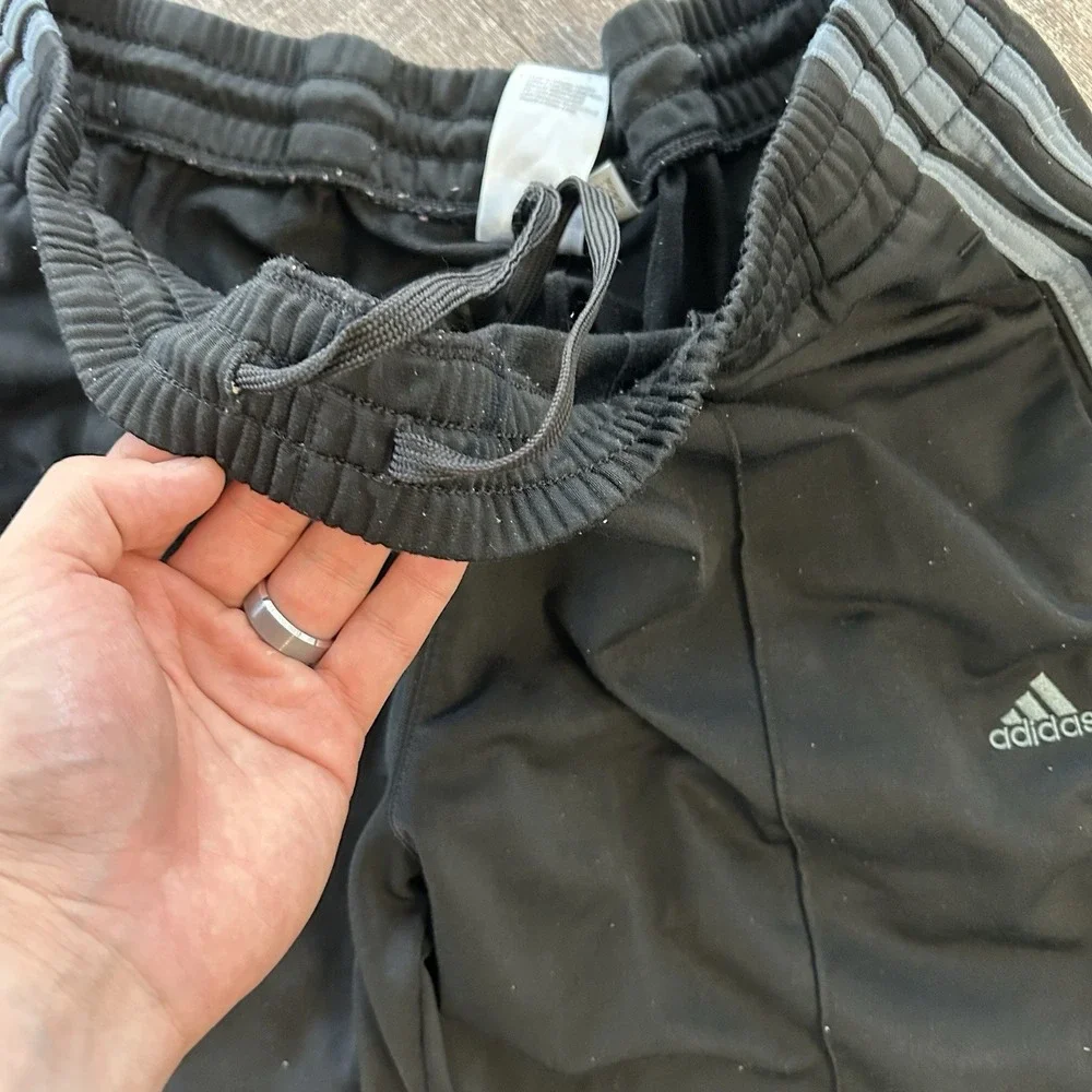 Vtg Adidas Track Pants Mesh Lined Striped Black Baggy 2000s Y2K Mens XL